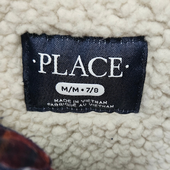 Little Boy's The Children's Place Sherpa Lined Flannel Shacket - Haystack - M - - Picture 3 of 4